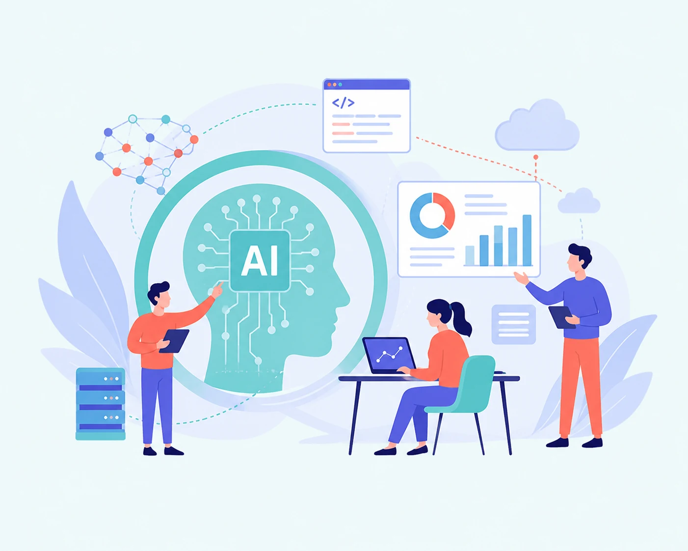 AI recruitment and specialized technology talent illustration