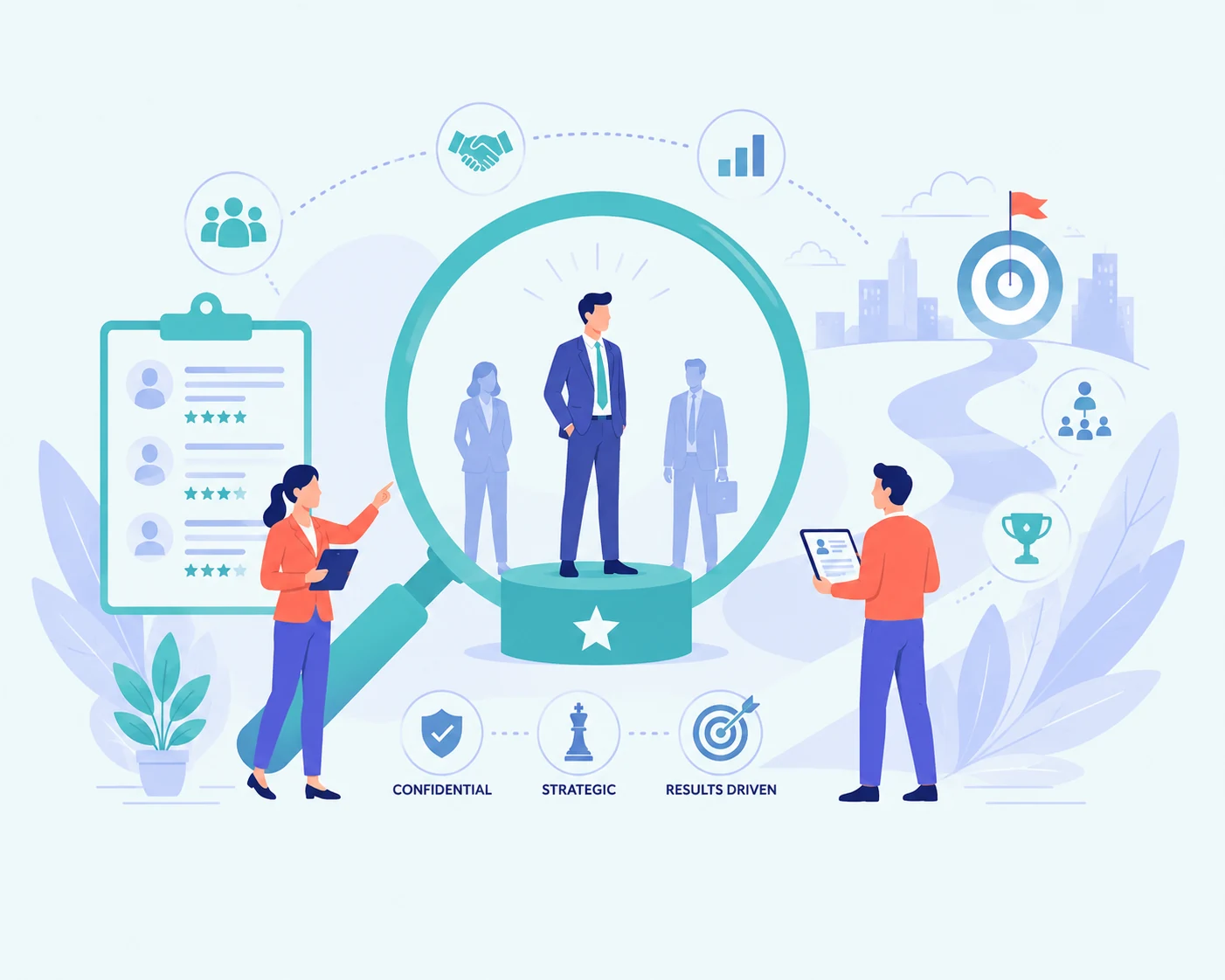 Executive search and leadership recruitment illustration