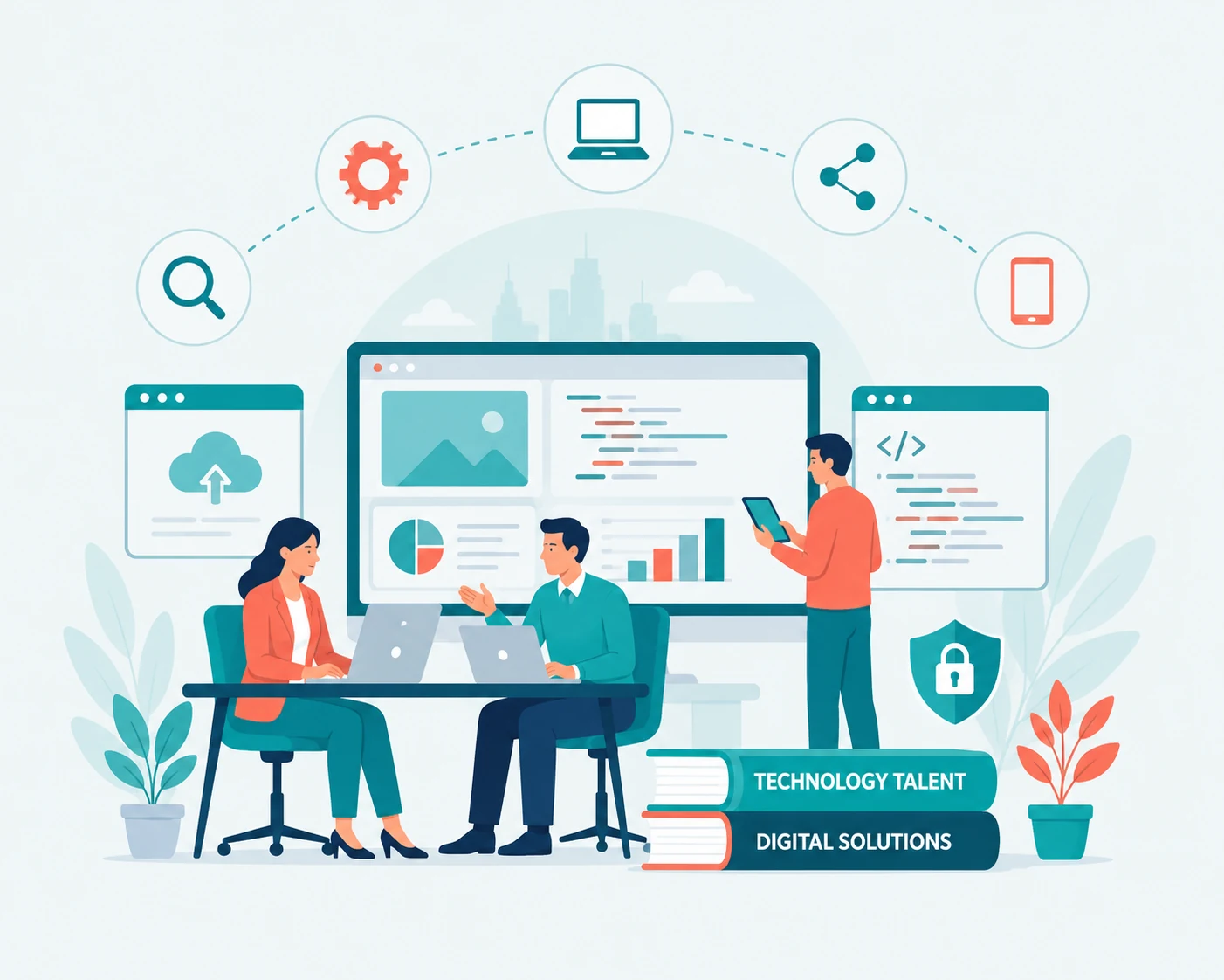 Technology and digital recruitment illustration